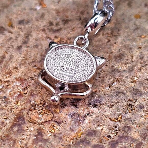 Nature Rainbow Ammolite Inlay 925 Fox Pendant Necklace - Picture 6 of 11